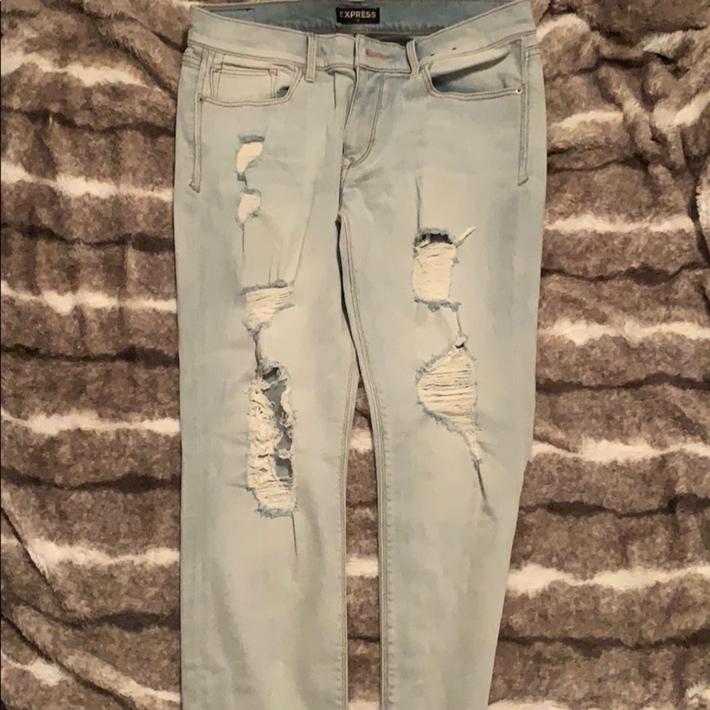 Express Super Skinny Ripped Jeans